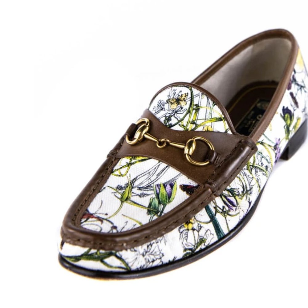 GUCCI FLORAL PRINT CANVAS 1953 HORSEBIT LOAFERS 10